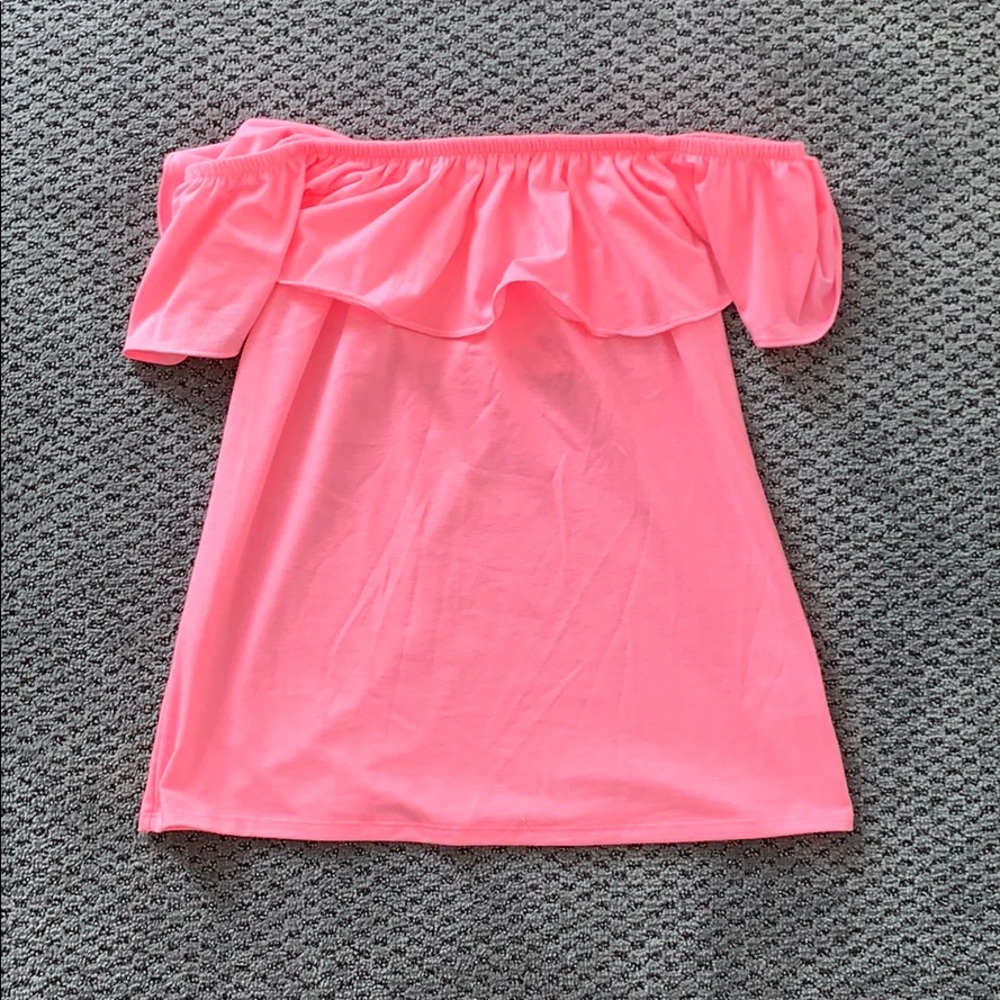 Neon pink lilly pulitzer off the shoulder top